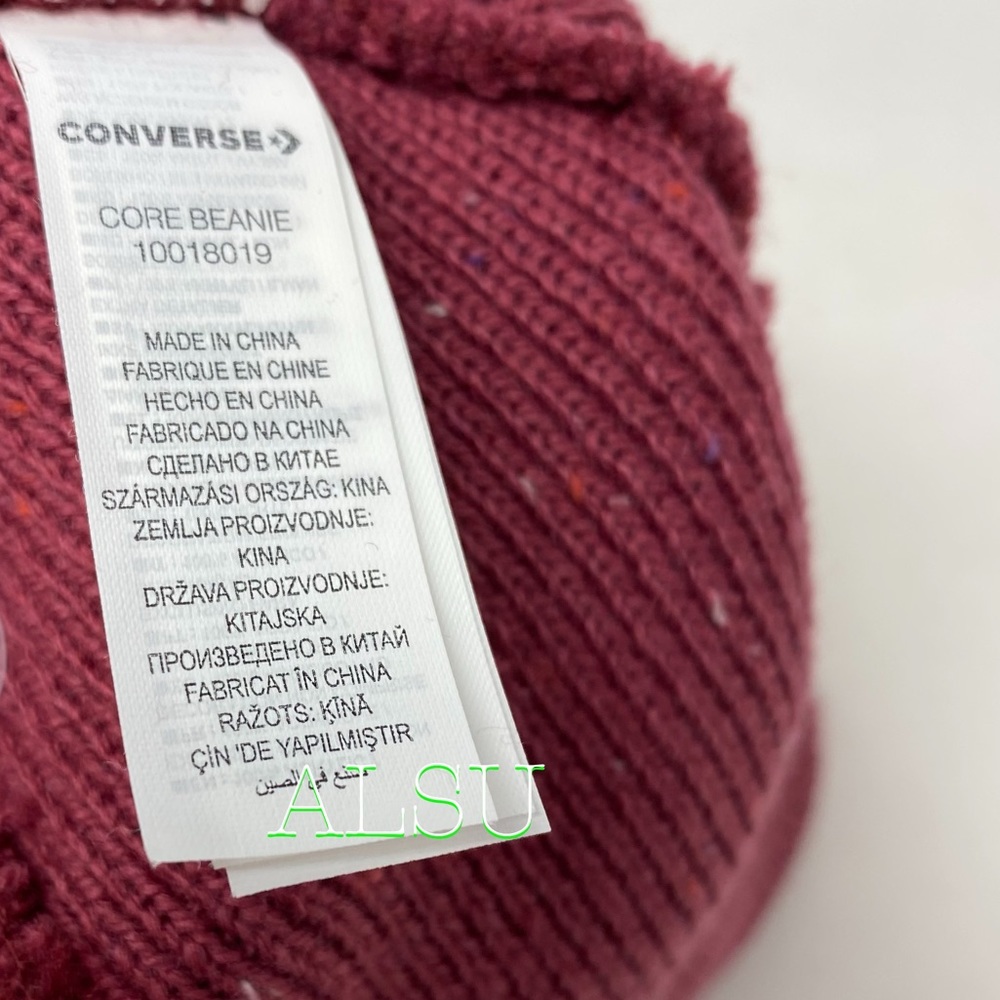 💖MEGA SALE💖Converse ! Speckled Cuffed Womens Beanie Hat Wine 10018019-A01 - Picture 6 of 6